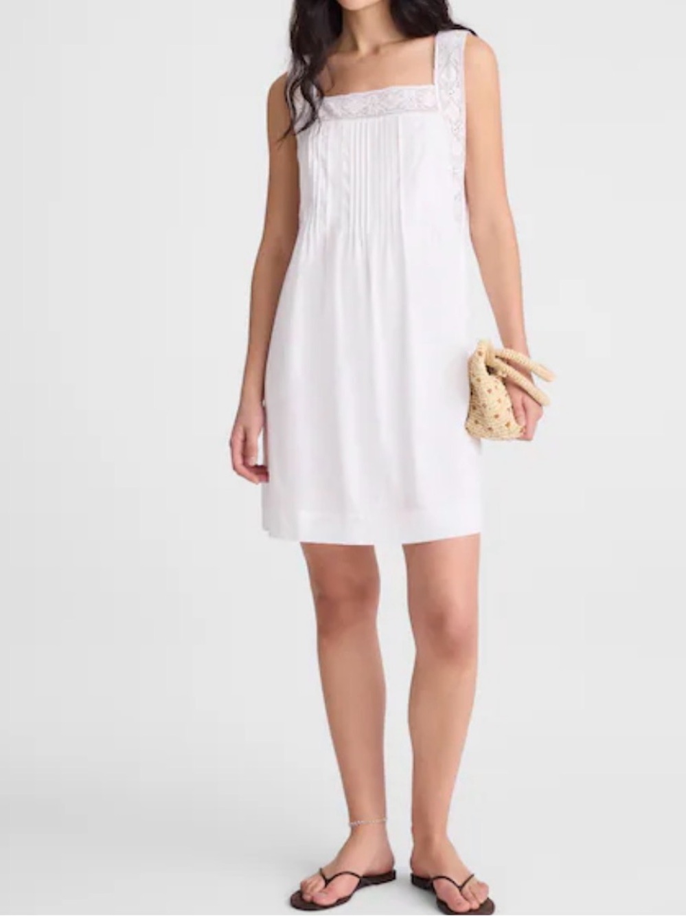 Madewell White The Sophie Mini Dress Crochet-Trim Cottagecore style .XS. NWT.